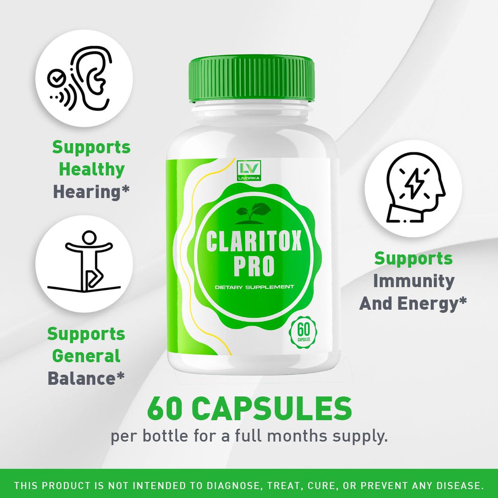 Claritox Pro capsules arranged on white background