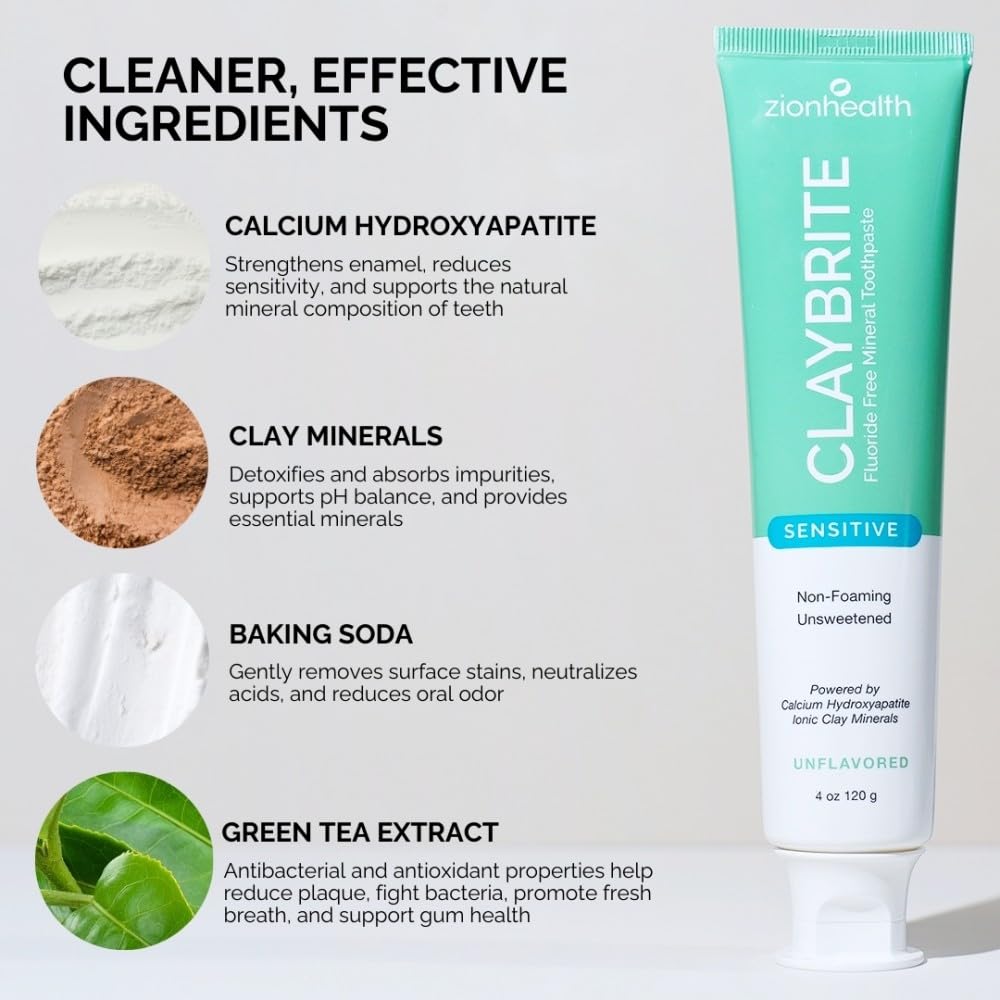 4 oz tube of ClayBrite Sensitive toothpaste
