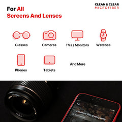 Microfiber cloth cleaning glasses