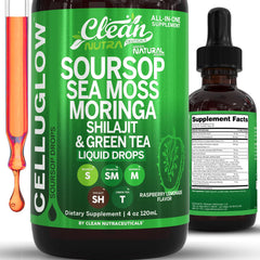Front view of Clean Nutra CelluGlow 120 mL bottle with raspberry lemonade flavor