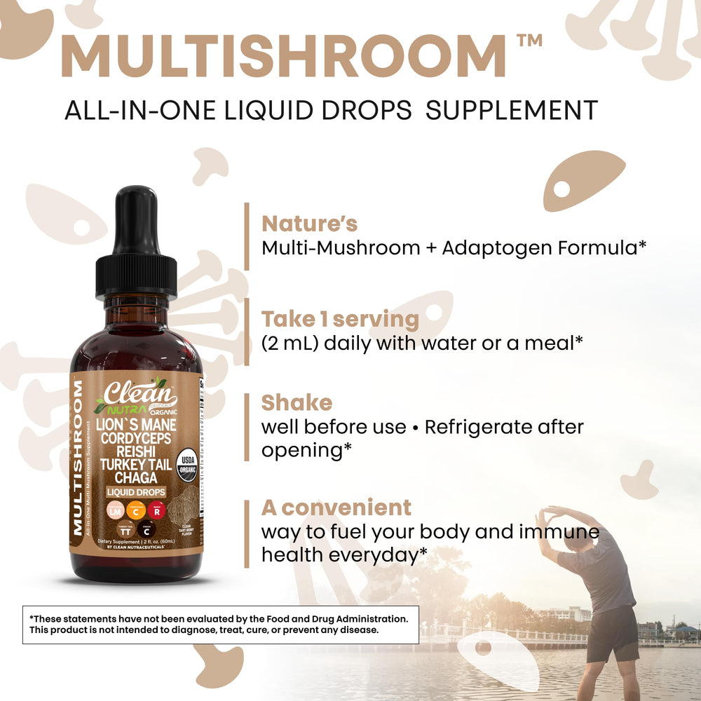 Clean Nutra Chaga mushroom drops providing a natural vitality boost