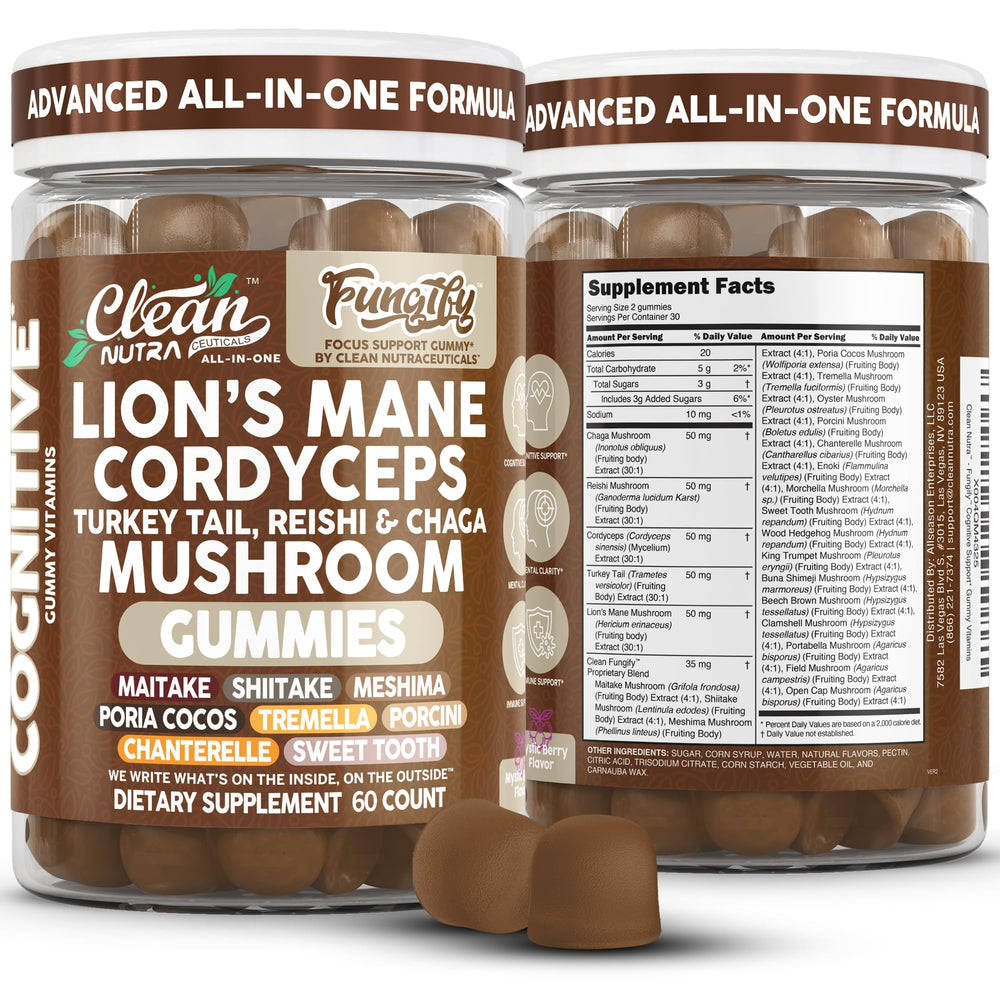 Bottle of Clean Nutra Lions Mane Gummies