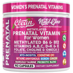 Packaging and dosage details of Clean Nutra methylated prenatal vitamins