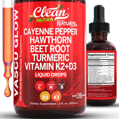 Bottle of Clean Nutra Vascu Glow All-in-One Cayenne Pepper Drops