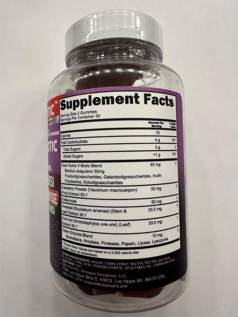 Ingredients highlight: cranberry extract, horsetail, D-Mannose, UVA-Ursi in gummy form