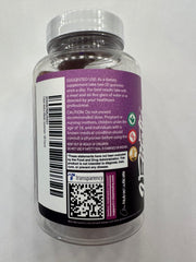 Close-up of cranberry-flavored gummy supplement with probiotic blend
