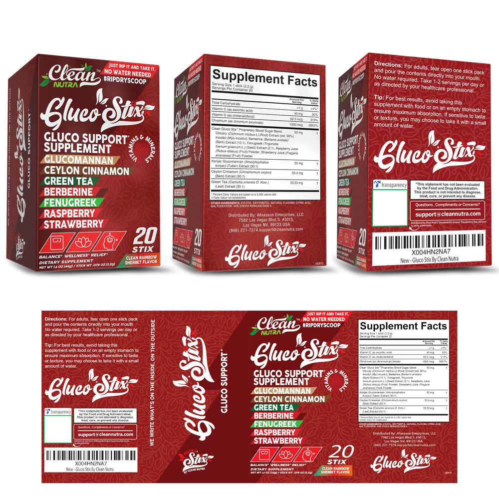 Clean Nutraceuticals sticks beside water cup showing optional hydration pairing