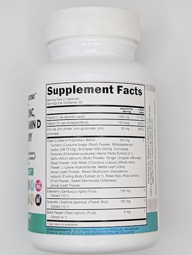 Label highlights quercetin, zinc, vitamin C and vitamin D