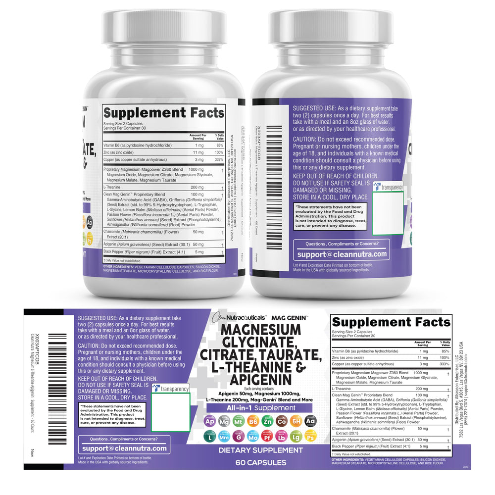 Clean Nutraceuticals Mag Genin manufacturing facility badge signals quality control.