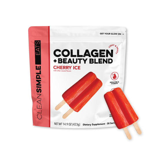 Clean Simple Eats Collagen Powder + Beauty Blend Cherry Ice flavor pouch