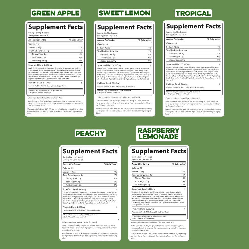 Clean Simple Eats Greens Variety 10 Pack Peachy flavor