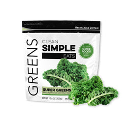 Clean Simple Eats Super Greens powder container with label