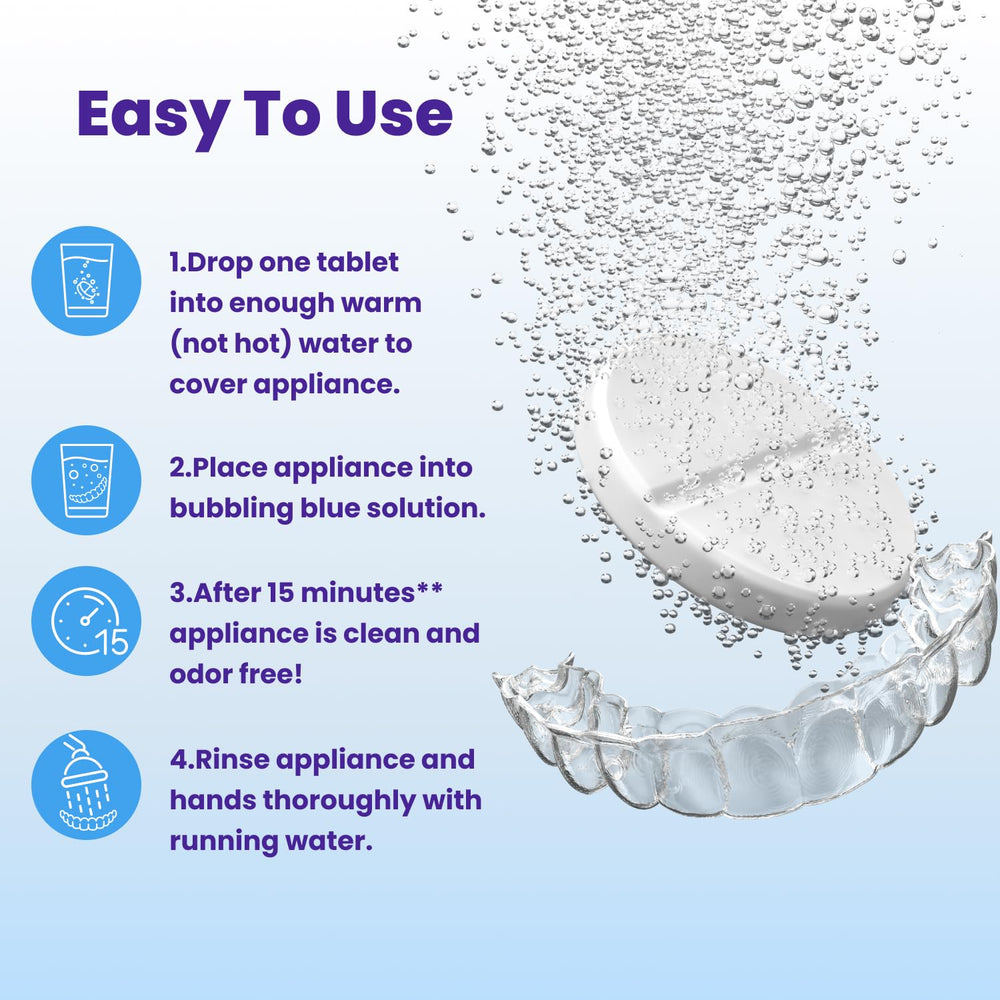 Clear aligners and retainers soaking in solution