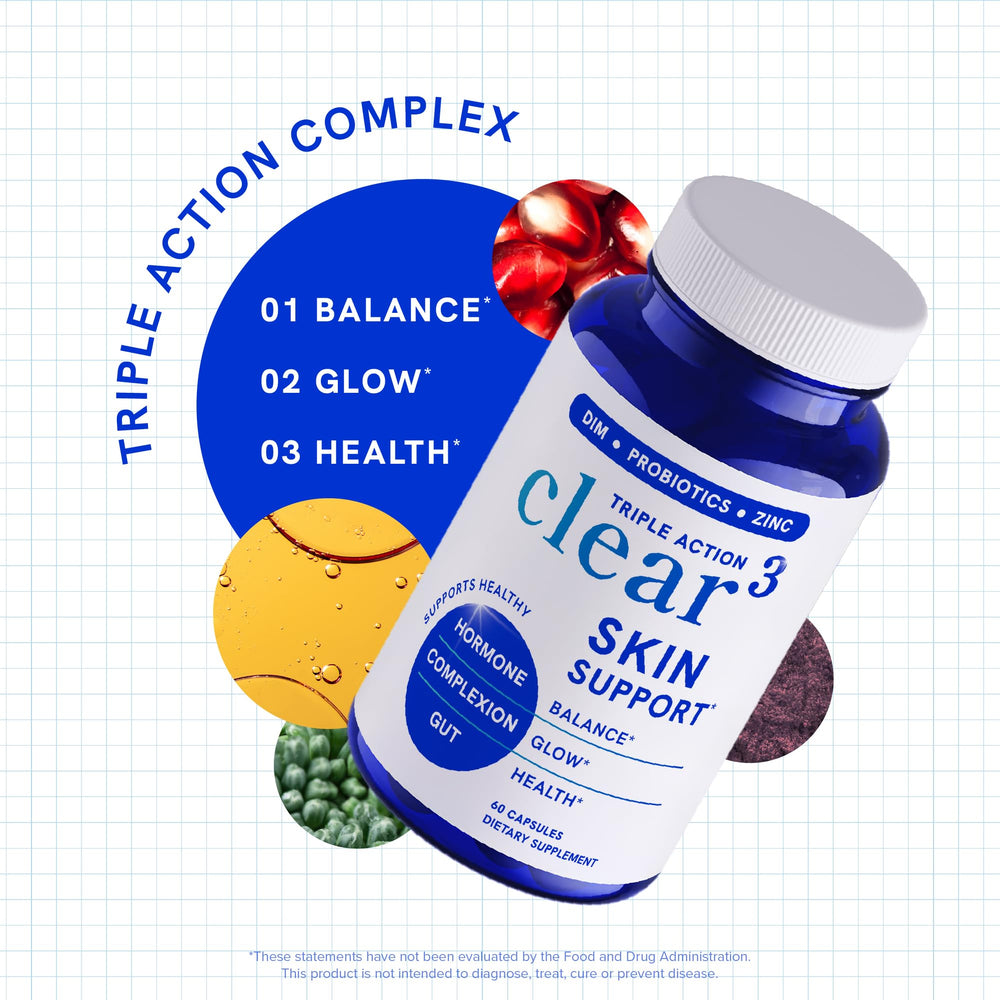Illustration of gut health benefits related to Clear Skin Supplement
