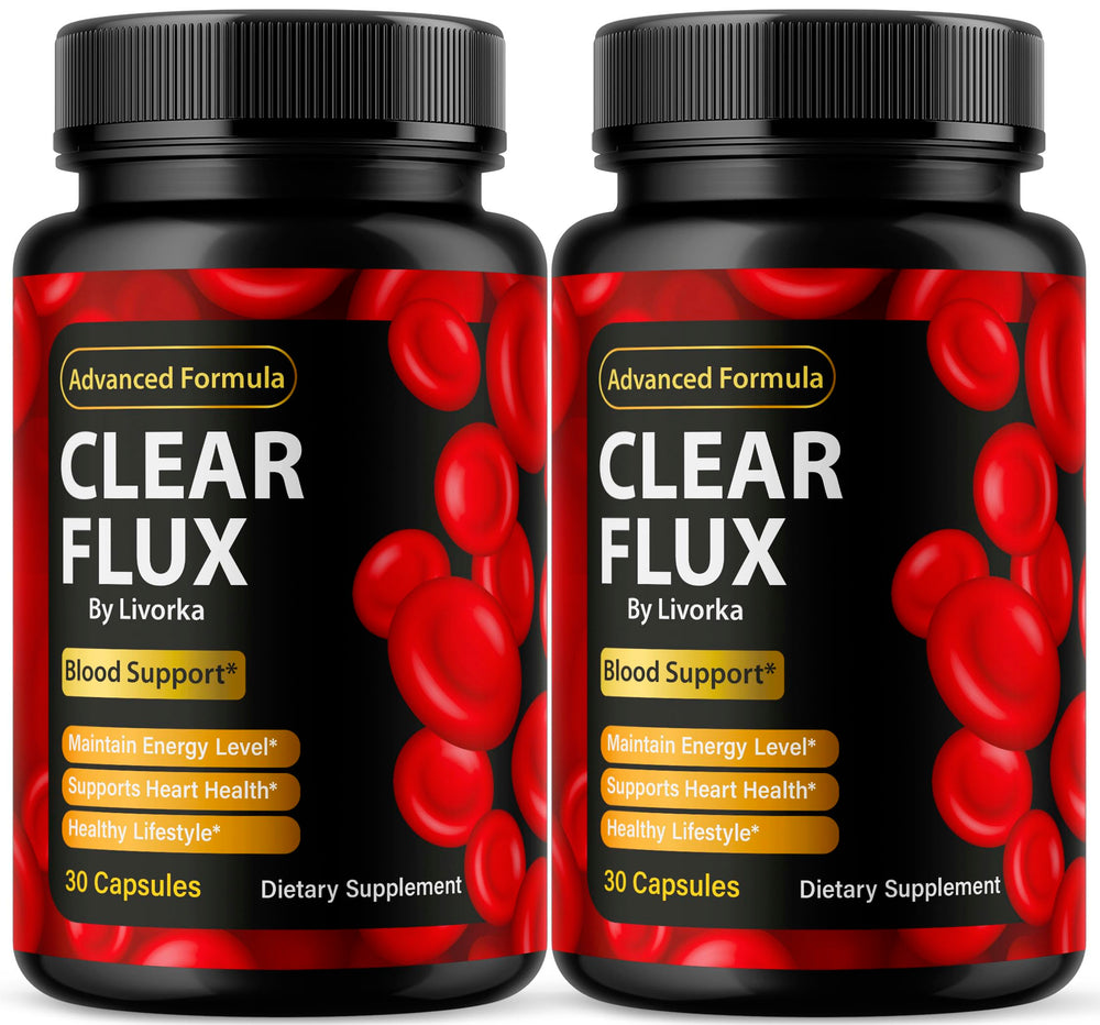 Clear Flux bottle front label showing 60 capsules