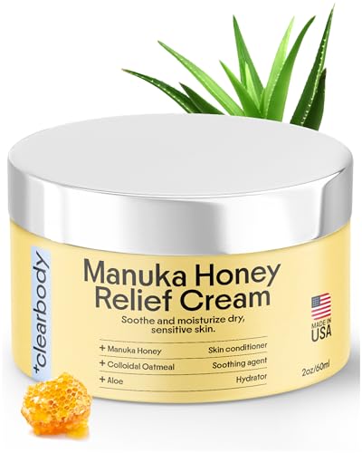 Closeup of Clearbody Organics Manuka Honey Cream texture, non-greasy finish