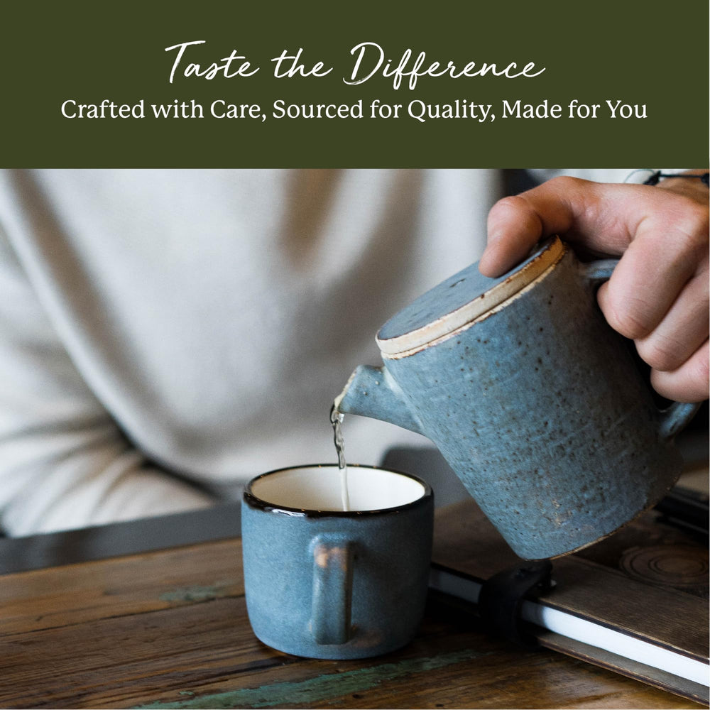Brewing Cleavers herb tea in a cup
