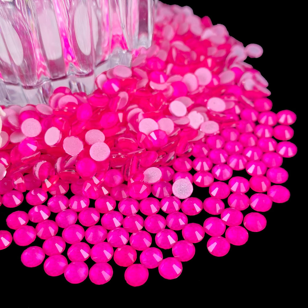 CLEKSPOYE flatback rhinestones neon pink for crafts and nail art sparkle