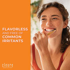 Toothbrush with Cleure toothpaste showing recommended usage