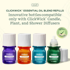 Four ClickWick essential oil bottles in the Discovery Set