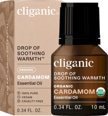 Cliganic Organic Cardamom Essential Oil bottle with USDA Organic label