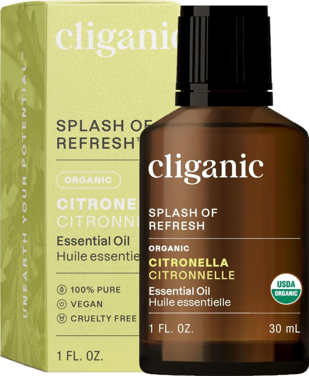 Cliganic Organic Citronella Essential Oil bottle – front view