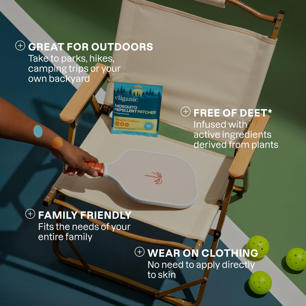 Cliganic patches featured in outdoor scenes provide easy peel-and-stick application.