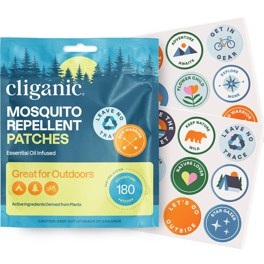 Cliganic mosquito repellent stickers kit with kid-friendly designs for outdoor protection.