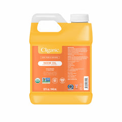 Cliganic Neem Oil bulk 32oz bottle for skincare and plant care.