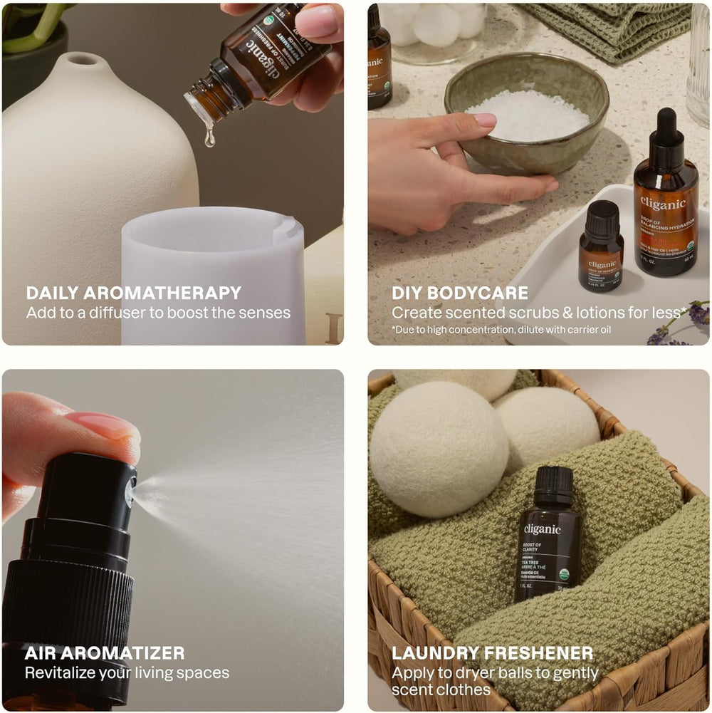 USDA Organic certification label on Cliganic lavender essential oil bottle