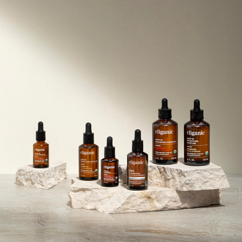Packaging may vary label on Cliganic lavender essential oil bottle