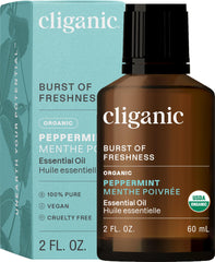 Bottle of Cliganic Organic Peppermint Essential Oil