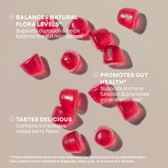Nutrition and ingredients panel for sugar-free probiotic gummies