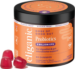 Bottle of Cliganic Sugar-Free Probiotics Gummies, Berry Flavor, 60-day supply