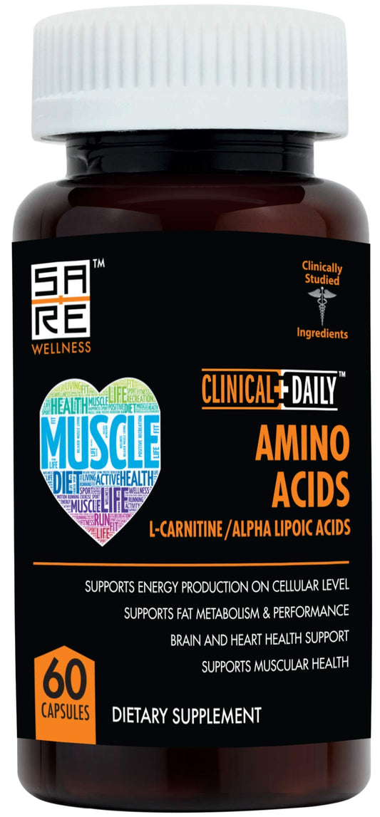 Bottle of CLINICAL DAILY Acetyl L-Carnitine Alpha Lipoic Acid 60 capsules