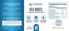 Bottle label highlighting organic Irish sea moss