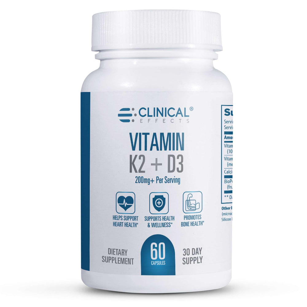 Bottle of Clinical Effects Vitamin K2 + D3 with 60 capsules