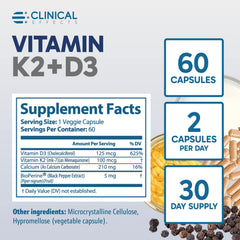 Product packaging design for Clinical Effects K2 + D3