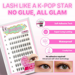 CLIONE PRIME on-eye closeup shows wispy lashes enhancing eye shape without heaviness.