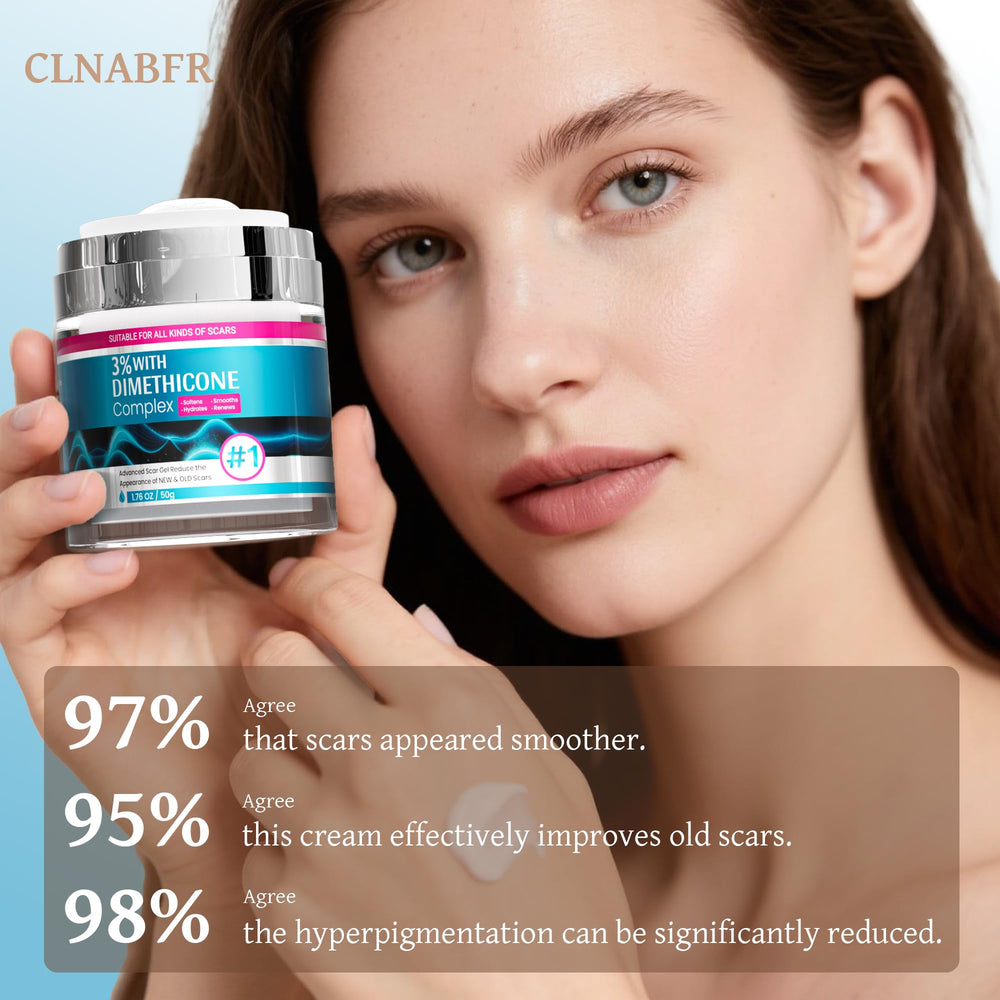 CLNABFR dermatologist-trust badge showing expert-recommended scar treatment.