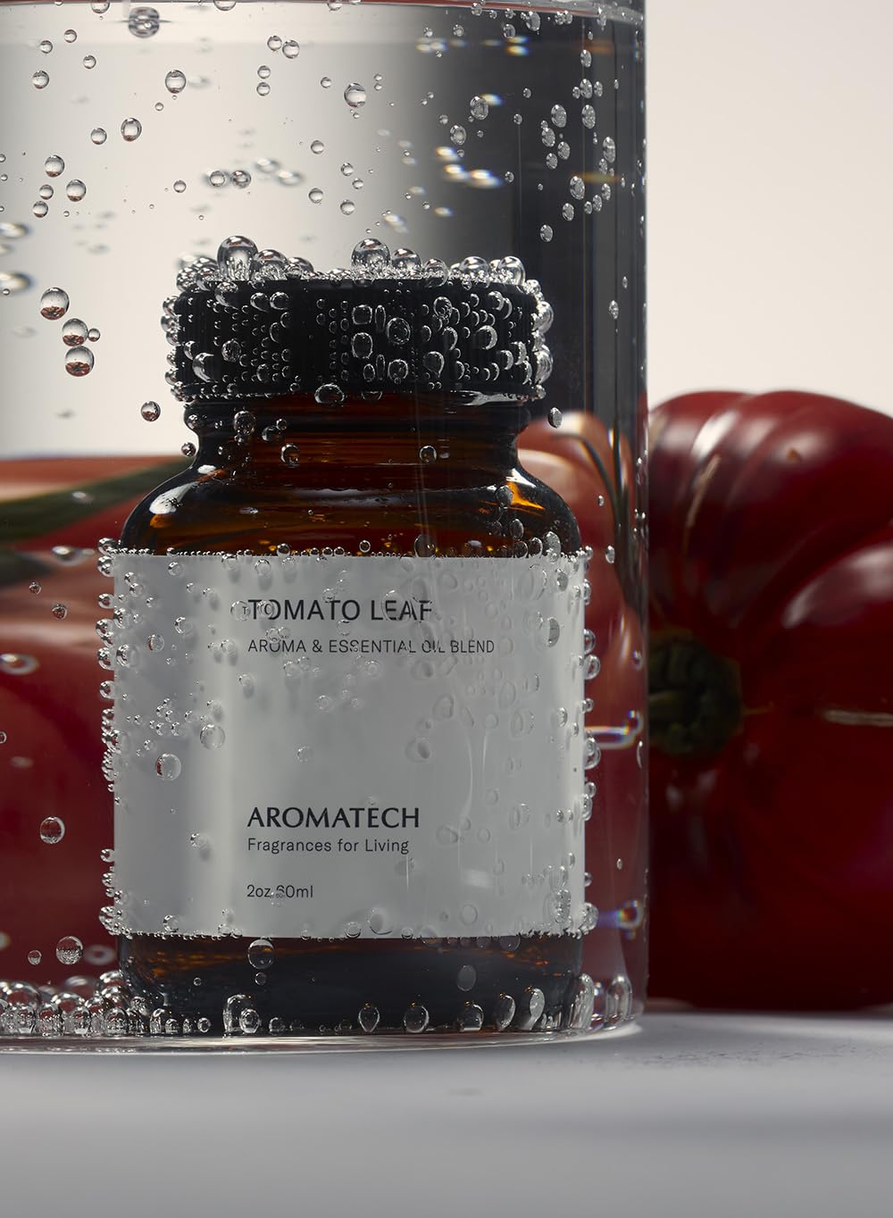 Close-up of tomato leaf aroma oil droplets