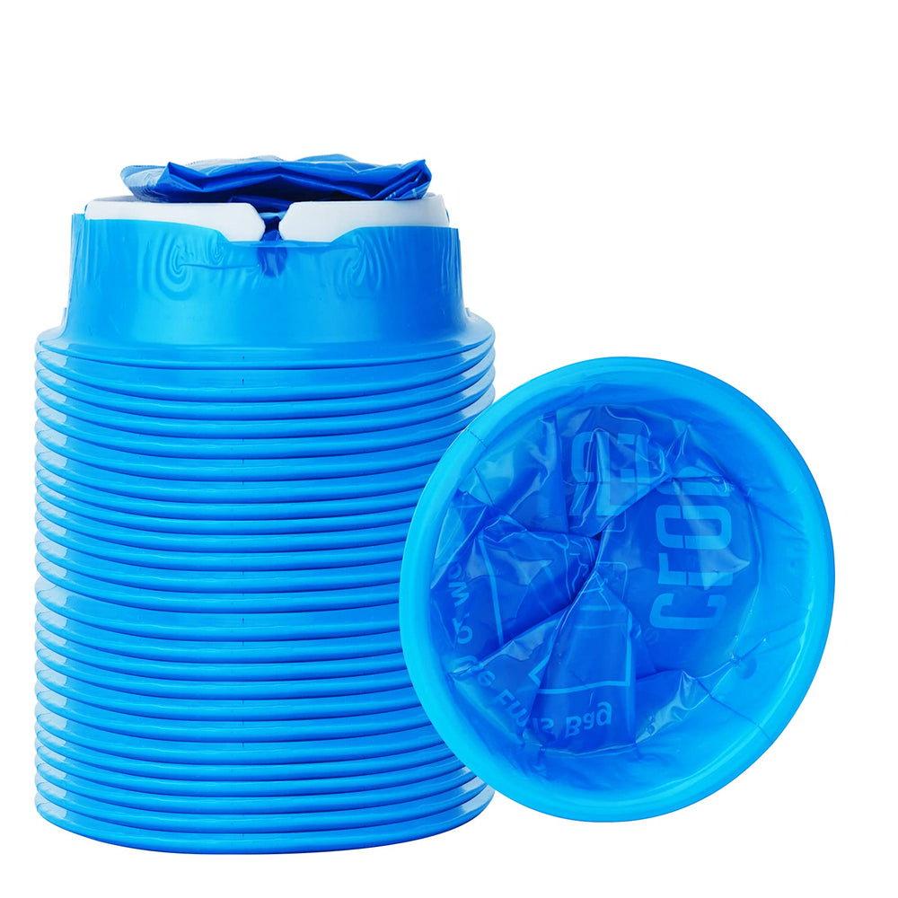 CLOUDBERG blue emesis bag with wide-mouth opening for easy use and spill prevention.