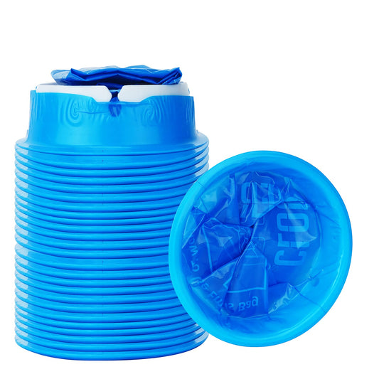 CLOUDBERG blue emesis bag with wide-mouth opening for easy use and spill prevention.