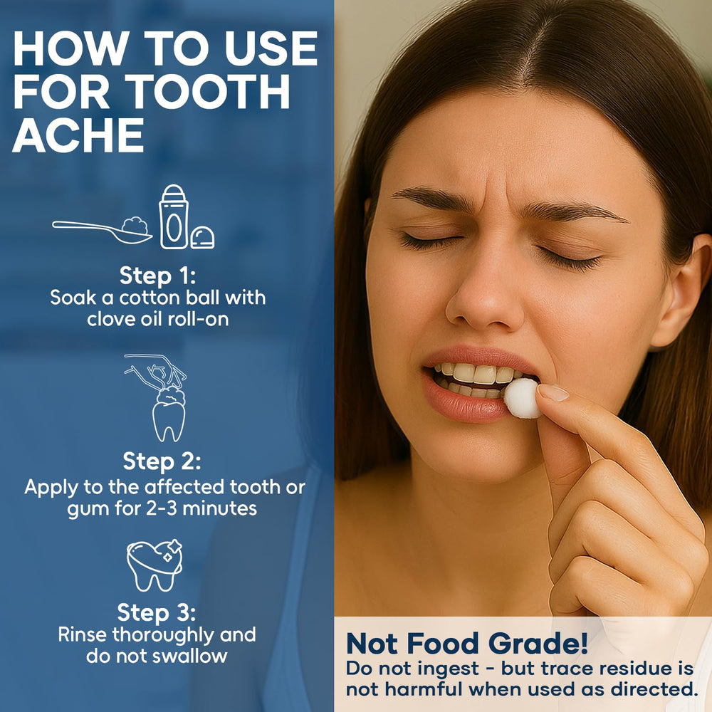 Clove oil roll-on used for natural toothache relief