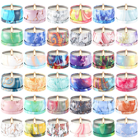CLTNIKET 36-pack scented candle gift set jars with floral patterns