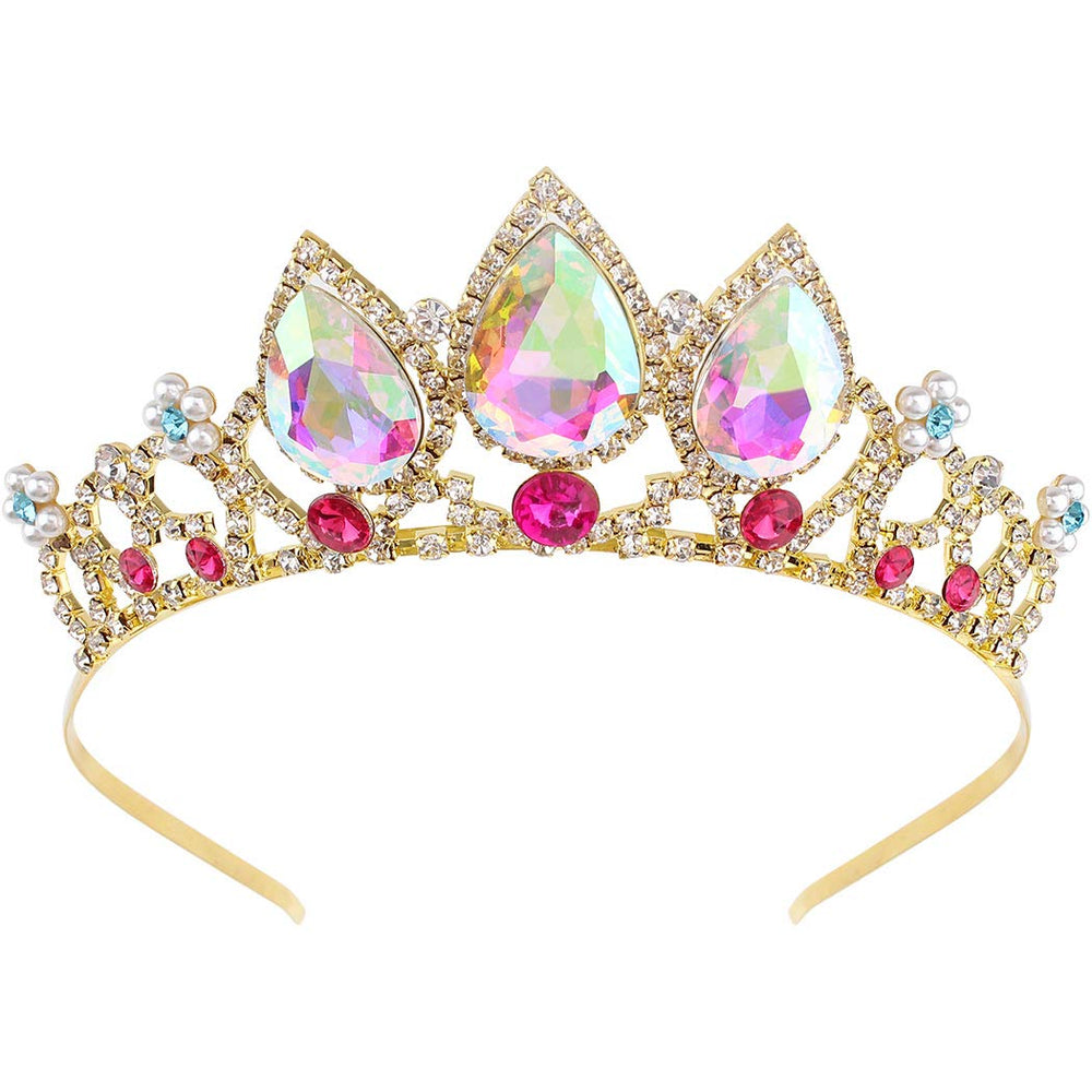 COCIDE Rapunzel Crown with AB crystals adds magical sparkle for a princess look.