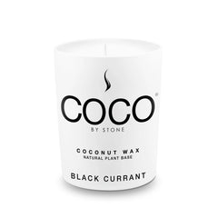 COCO by Stone candle closeup shows coconut apricot wax for clean fragrance