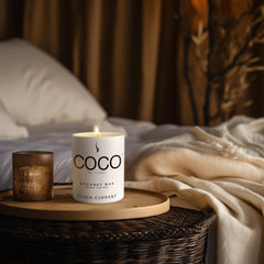 COCO by Stone candle coconut apricot wax pour highlights smooth burn and true parfum