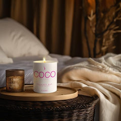 COCO by Stone coconut apricot wax close-up, clean burn with rich aroma.