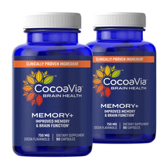 CocoaVia Memory+ bottle with 180 vegan capsules
